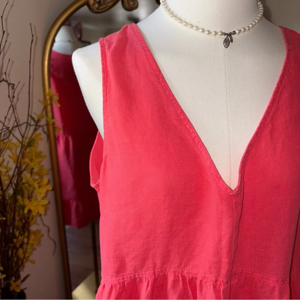 Cynthia Rowley orange Linen dress Large NWOT - Picture 8 of 11